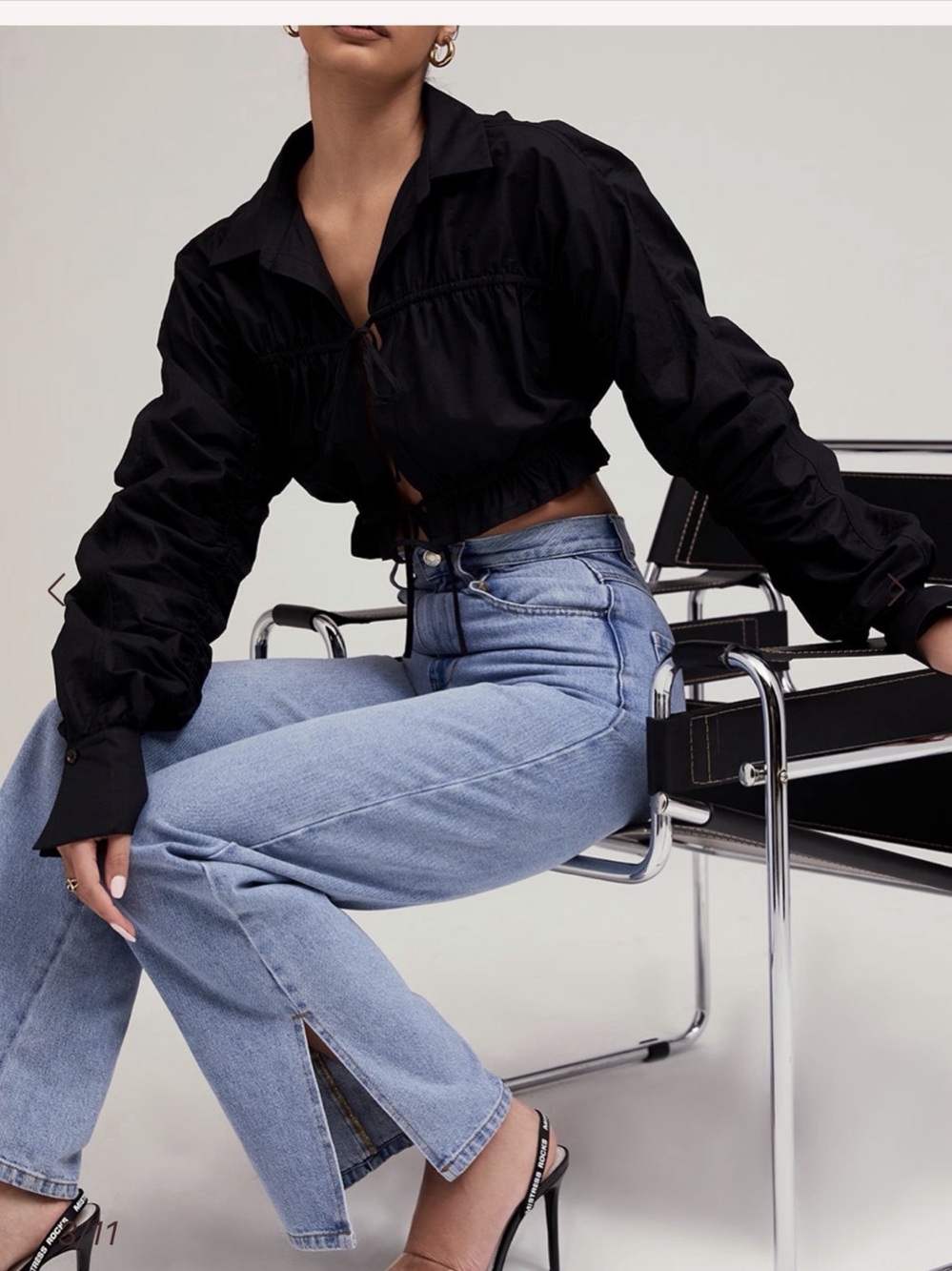 House of CB - Mistress Rocks Cropped Gathered Shirt